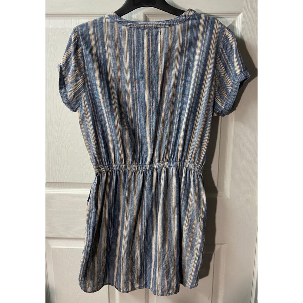 Falls Creek Linen Blend Jumper Dress Striped Pockets Waist Tie Womens XL - Picture 3 of 8